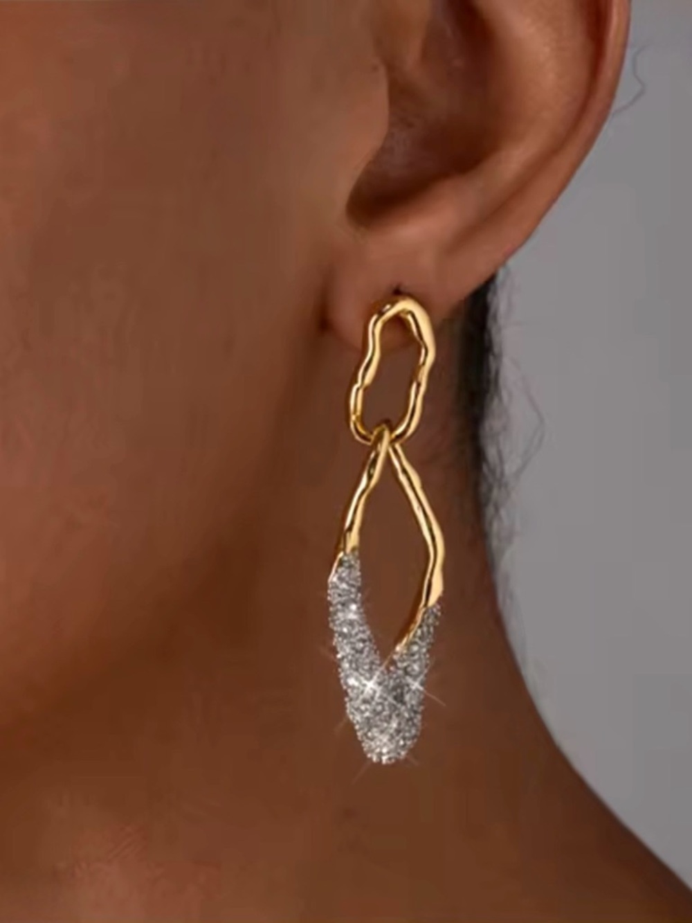 NEW ALEXIS BITTAR Solanales Crystal Double Link Earrings Gold Clear AU06